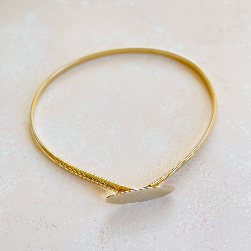 Vintage Skinny Gold Tone Metal Sweater/ Dress Stretch Belt